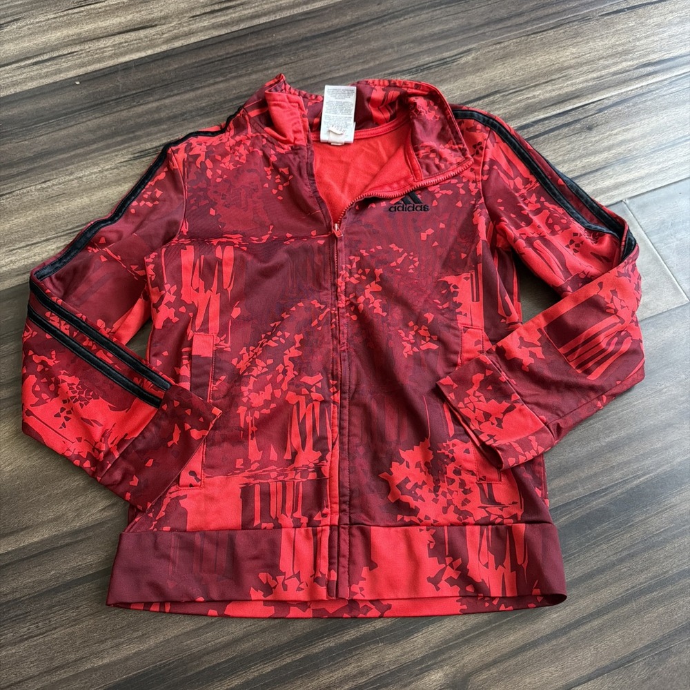 Adidas Girls Zip-Front Essential 3-Stripe Fleece  jacket SIZE 8 Small